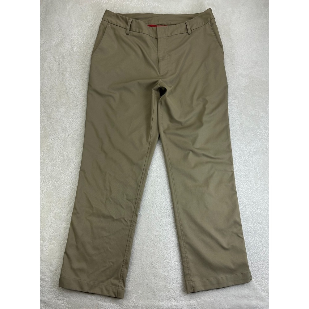 Under Armour Trouser Pants Mens‎ 34x30 Khaki Brown Flat Front Straight Leg READ